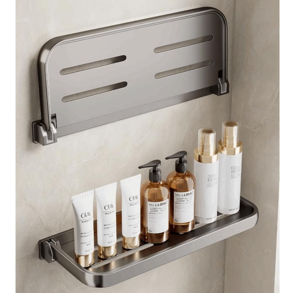Space Saving Storage Shelf Thickened Wall Storage Rack Bathroom Folding Rack RV Storage