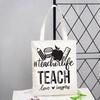 Teacher Love Inspire Women Shopper Shopping Bag Canvas Shoulder Bag Female Handbags Reusable Foldable Storage Tote Bag Best Gift