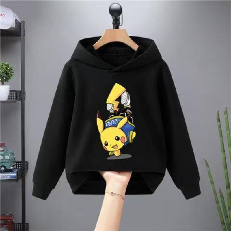 Jungen Freizeit-Hoodie Herbst Winter Modisch Kreativ Niedlich Cartoon Pikachu Warmer Bequemer Hoodie