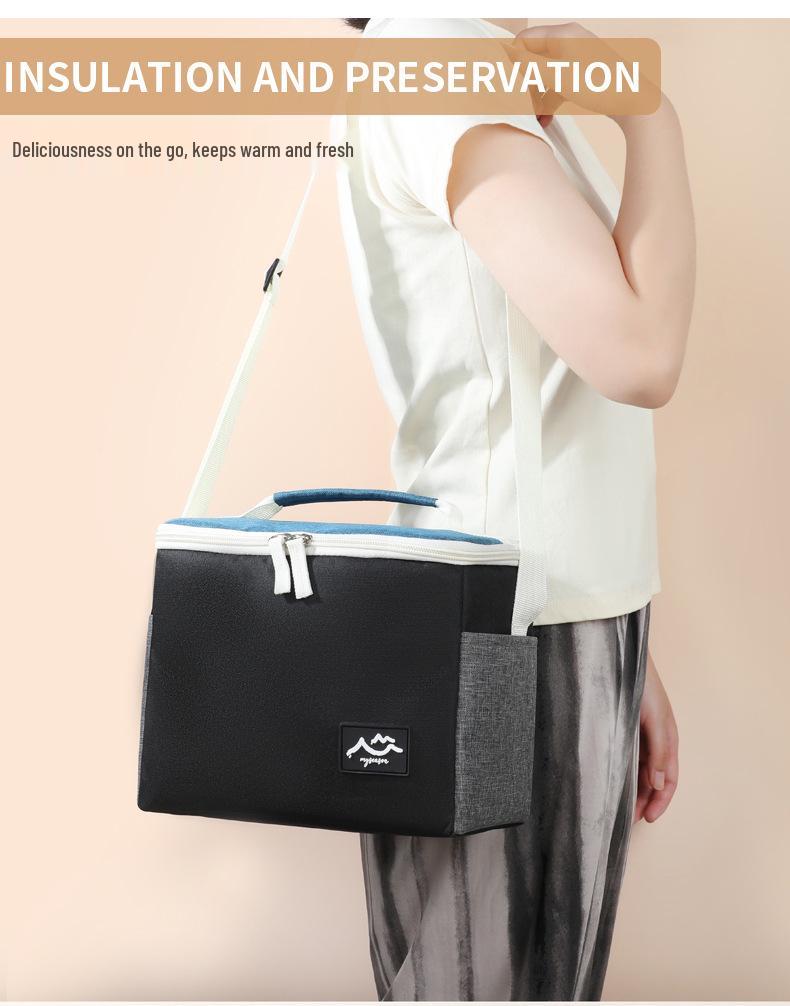 Color Block Insulated Shoulder Bag for Outdoor Camping - Thick Ice Pack & Lunch Box Preservation Bag