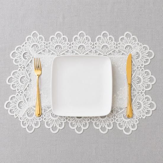 White Lace Placemat, Foldable Soft Anti-Wrinkle Table Mat, Heat Resistant Non-Yellowing Durable Dining Table Protector for Home Decor