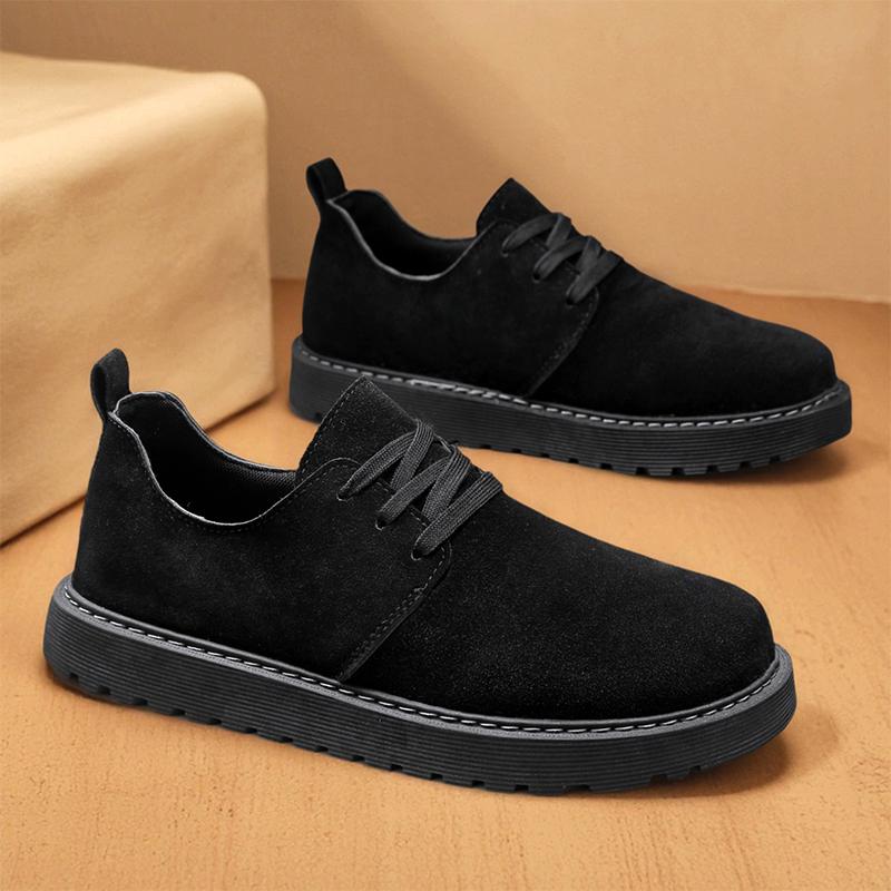 Mens Walking Shoes 2026 New Anti Suede Leather Thick Sole Snug Non Slip Wear-resistant Daily Commuting Sneakers for Man