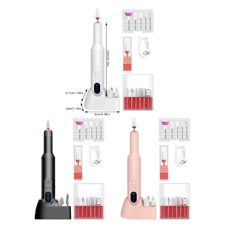 Professional Cordless Nail Drill Machine With 12 Pieces And 36 Sanding Bands For Manicure Pedicure At Home Or Salon