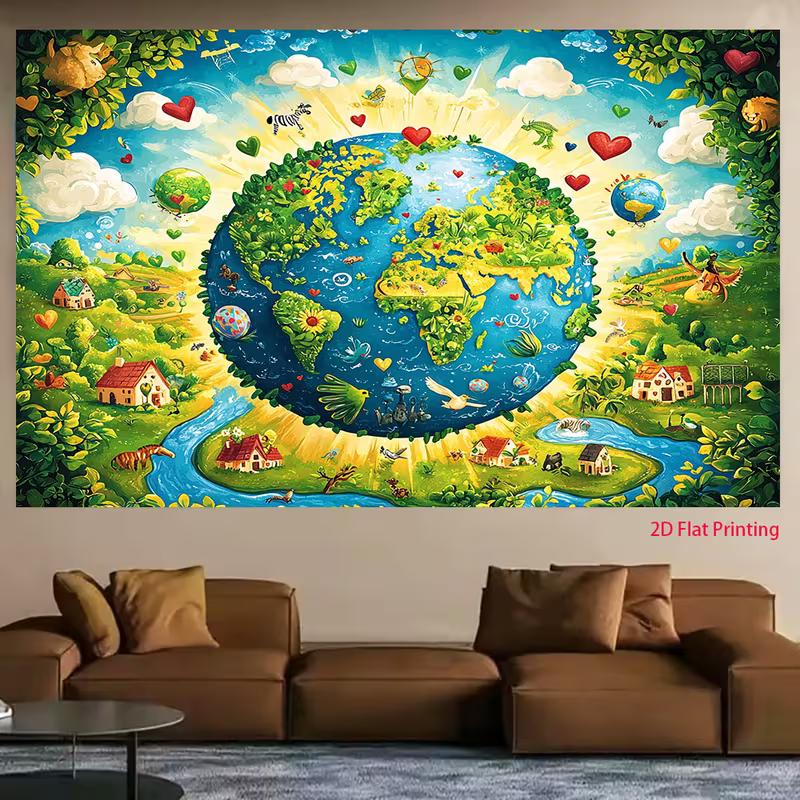 2D Save The Planet Nature Animal Backdrop Eco World Baby Shower Decor Background Cloth