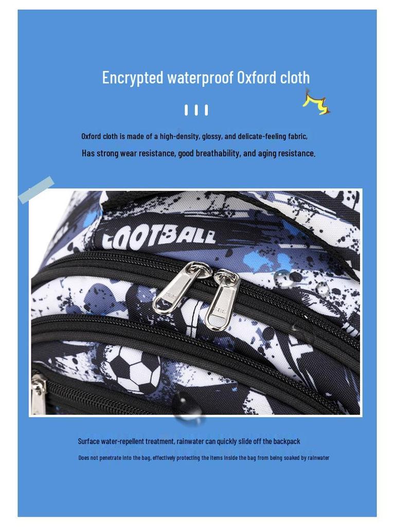 Camouflage Football Kids' Backpack: Large Capacity, Spine Protection, Multi-Compartment for Grades 1-3