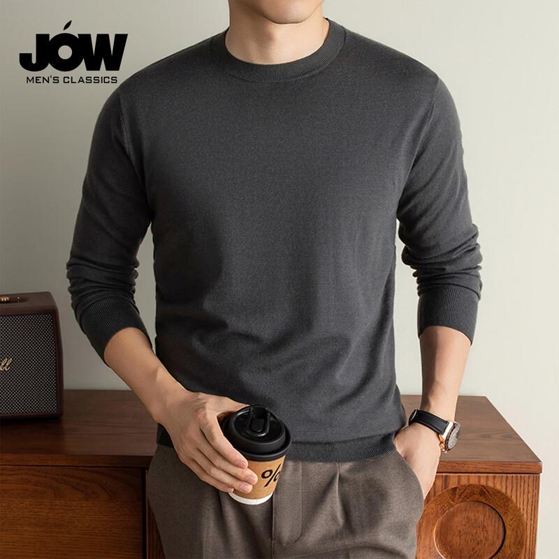JOW Men's Silk Wool Blend Knit Long Sleeve T-Shirt