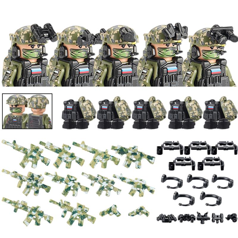 America Army Combat Uniform Special Forces Figures Building Blocks City US Special Air Service Soldier Military Weapons Toys