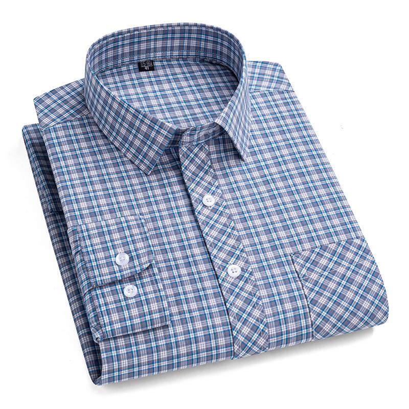 2027 New Men's Plaid Shirts Long Sleeve Cotton Checked Shirt Formal Fashion Thin Soft Classic Basic Casual Male Clothing 6XL 5XL