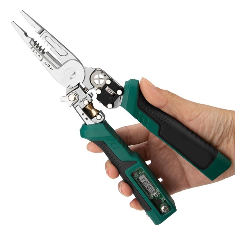 Industrial Multifunction Wire Stripping Tool Integrated Voltage Detector Ergonomic Nonslip Grip for Electricians