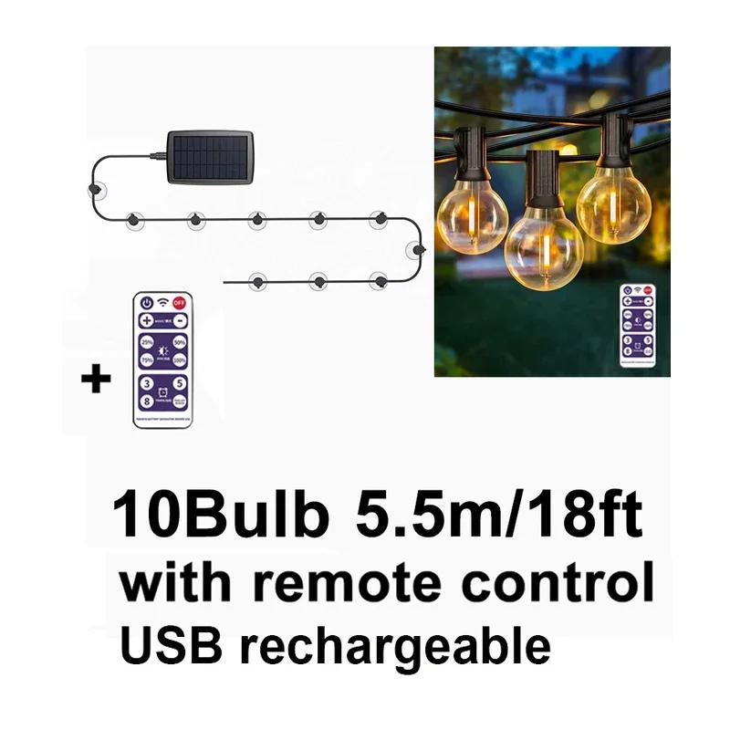 Outdoor G40 Solar String Light 50 Bulbs Wedding Christmas Decoration  2025 Garden Lights Street Garland Camping Fairy Lights