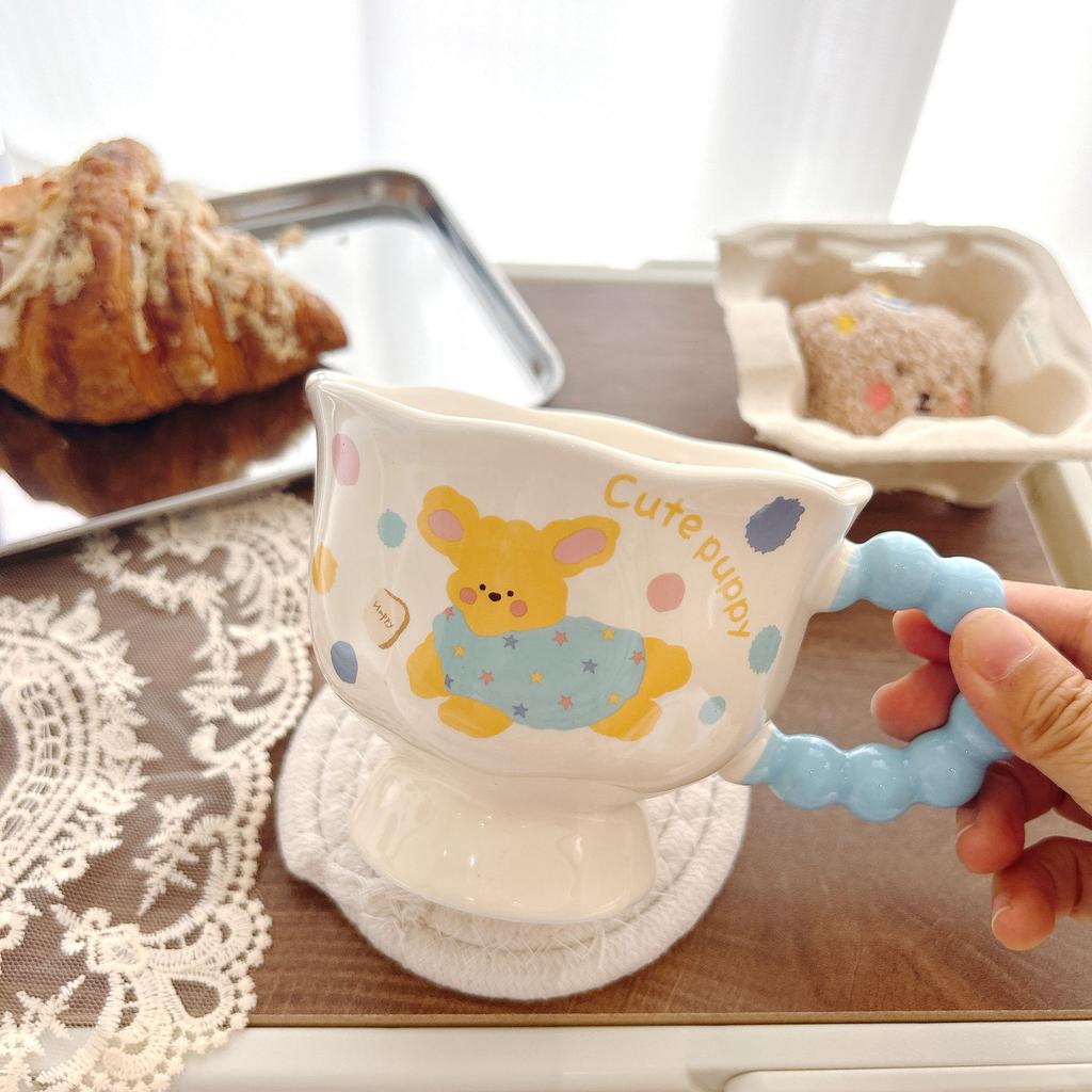 Creative Cute Household Water Cup Goblet Mug Cartoon Milk Cup High Value Ceramic Cup Couple