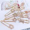Safety Pin Brooch for Women Rhinestone Decorative Shawl Sweater Clip Alloy Safety Pins for Dress Shirt Cardigan