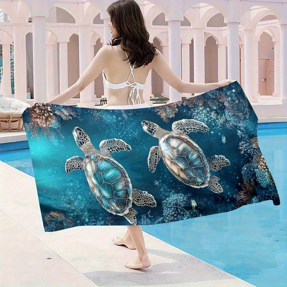 Beach towel sea turtle underwater pattern sunscreen windproof suitable for beach pool camping travel beach blanket