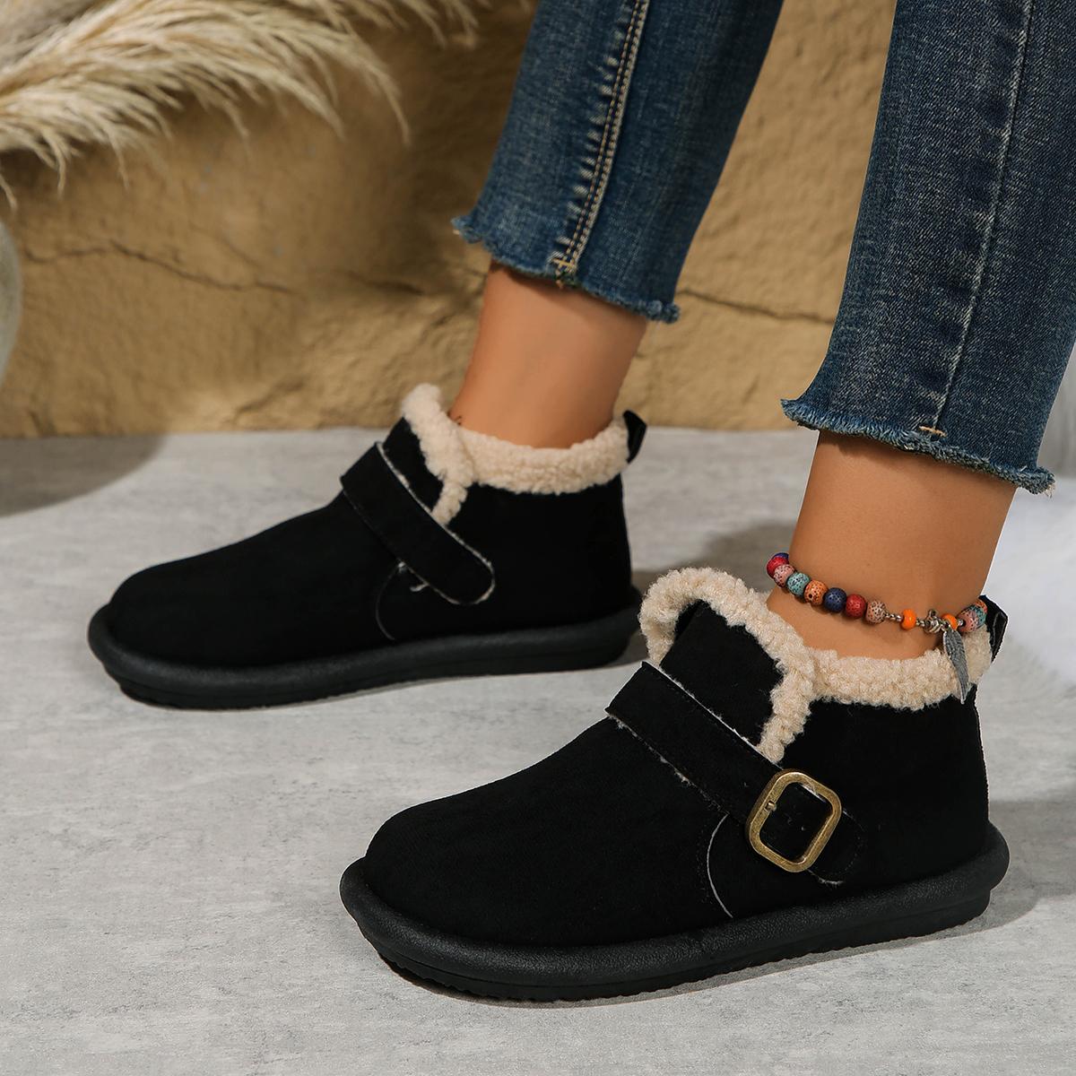

Модные Новые Зимние Женские Сапоги Плюшевые Модные Ретро Удобные Туфли для Женщин Плоская Подошва Платформа Хлопковые Женские Сапоги Zapatos De Mujer 40 чёрный