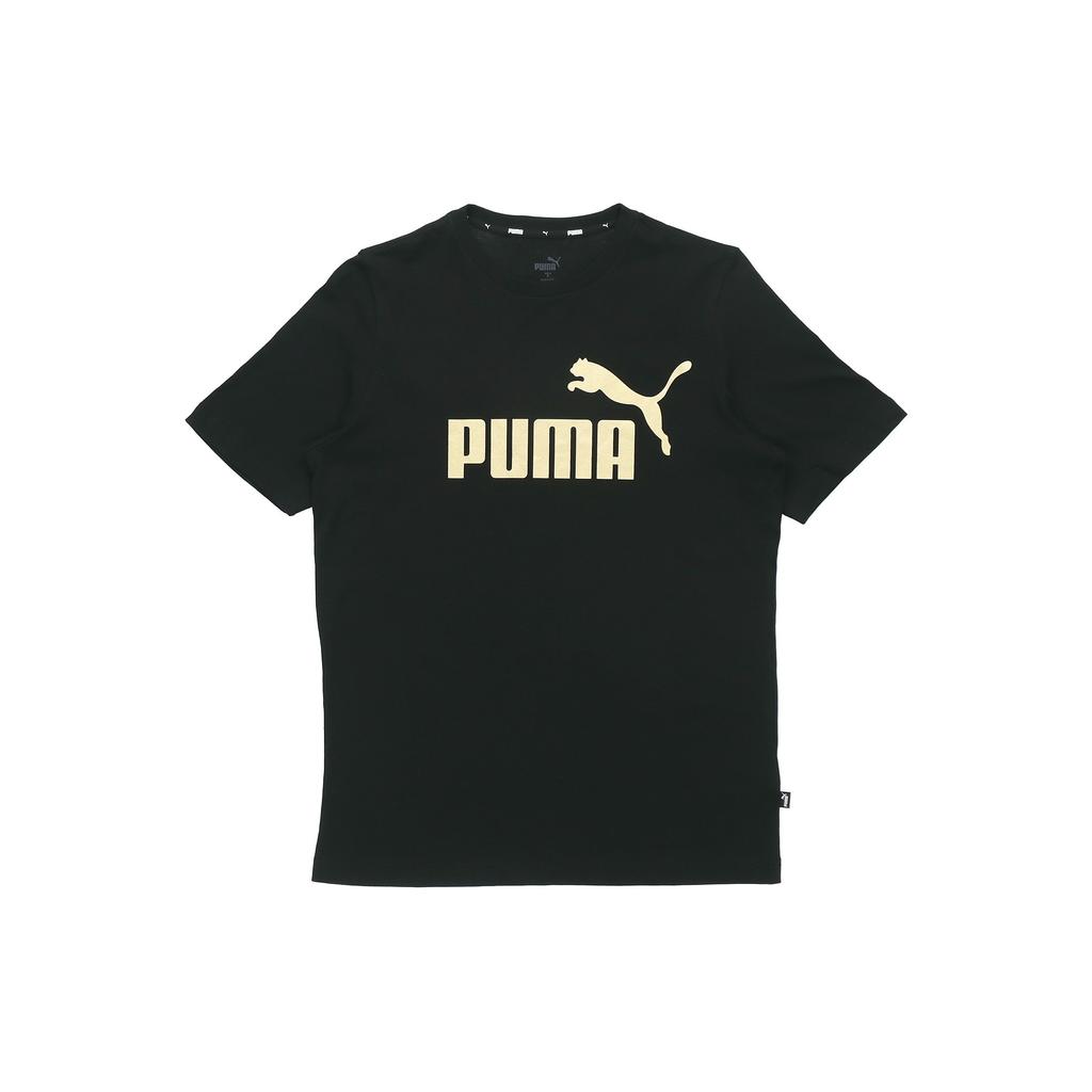 PUMA Logo Print Crew Neck Knit Vintage Short Sleeve T-Shirt Men Tops Black 845573-01