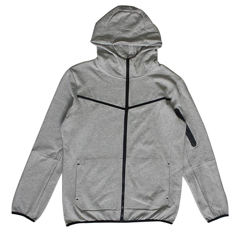 

2022 Мужская хлопковая толстовка с капюшоном на молнии - повседневная куртка с длинным рукавом на весну/осень M серый