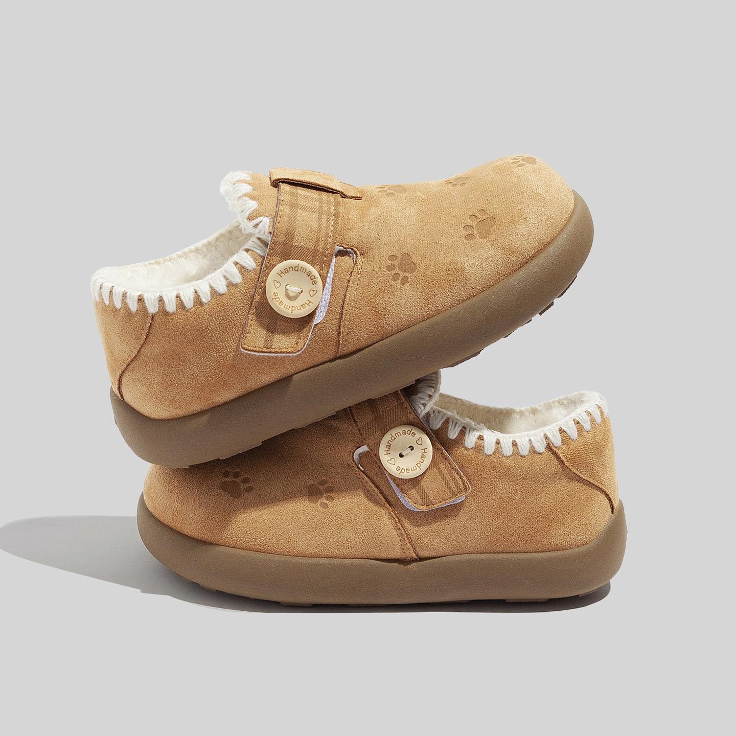 

Winter new simple lazy velvet Birkenstocks thick-soled half-drag casual hundred casual soft soles to keep warm 35