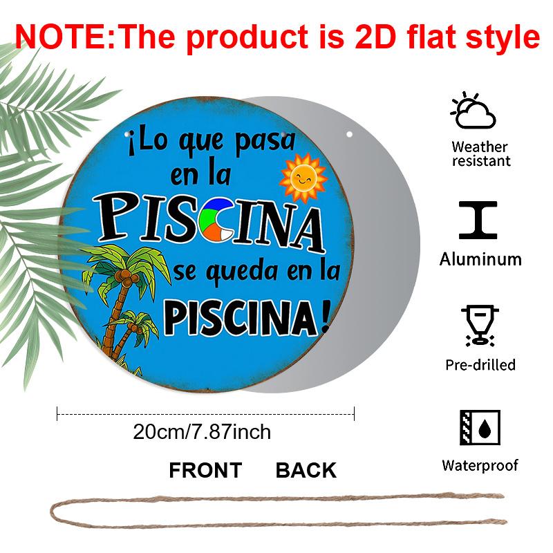 2D Flat, 1pc Spanish Pool Party Decoration Sign, Funny "The Secret of Quiet" Phrase, Tropical Palm Tree Design, for Poolside, Bathroom, Garden