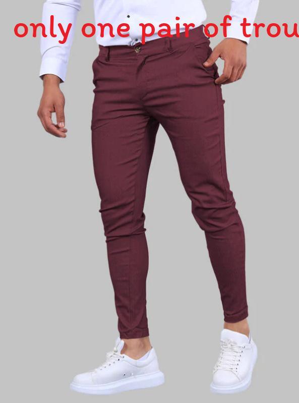 Mens Slim Fit Casual Pants With High Elastic Cotton Blend For Urban Streetwear