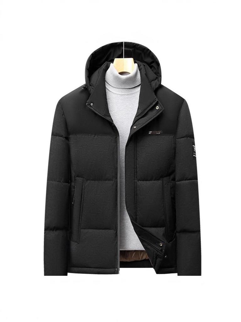 Herren Kapuzenjacke mit Baumwollfüllung: Lässiger, warmer, kurzer Wintermantel für Väter mittleren Alters, Neue Kollektion 2025