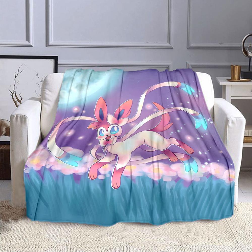 Pokemon Cute Sylveon Eevee Pink Printing Blanket Adult Children Warm Blankets Home Travel Soft and Comfortable Blanket
