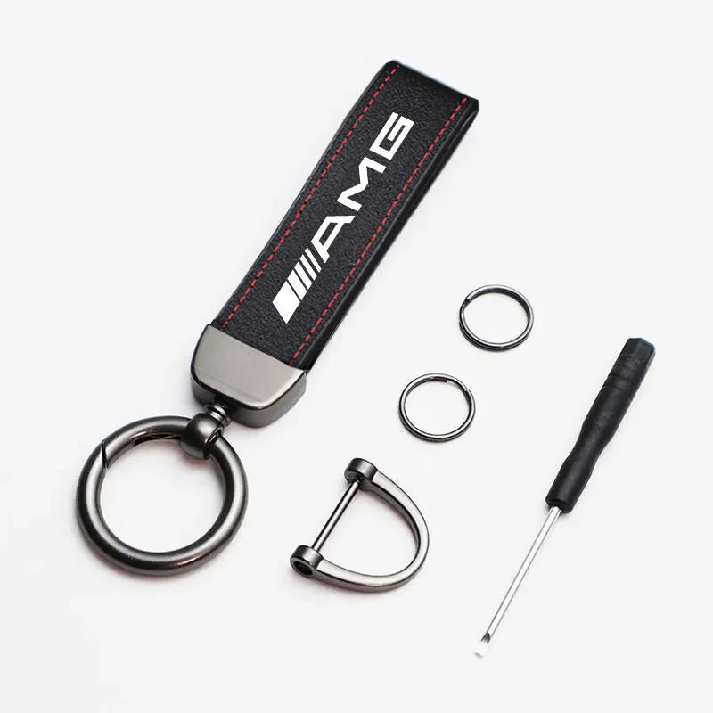 MVQU4 Car Logo Keychain Suede Keyring Pendant Leather Key Chain For Mercedes Benz AMG W203 W206 W220 W205 W211 W212 W201 W168 GLA GLC.