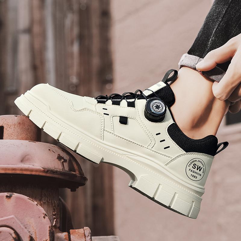 

Men s shoes autumn 2025 new low-top tooling Martin shoes men s casual leather trendy shoes men s rotating buttons 44
