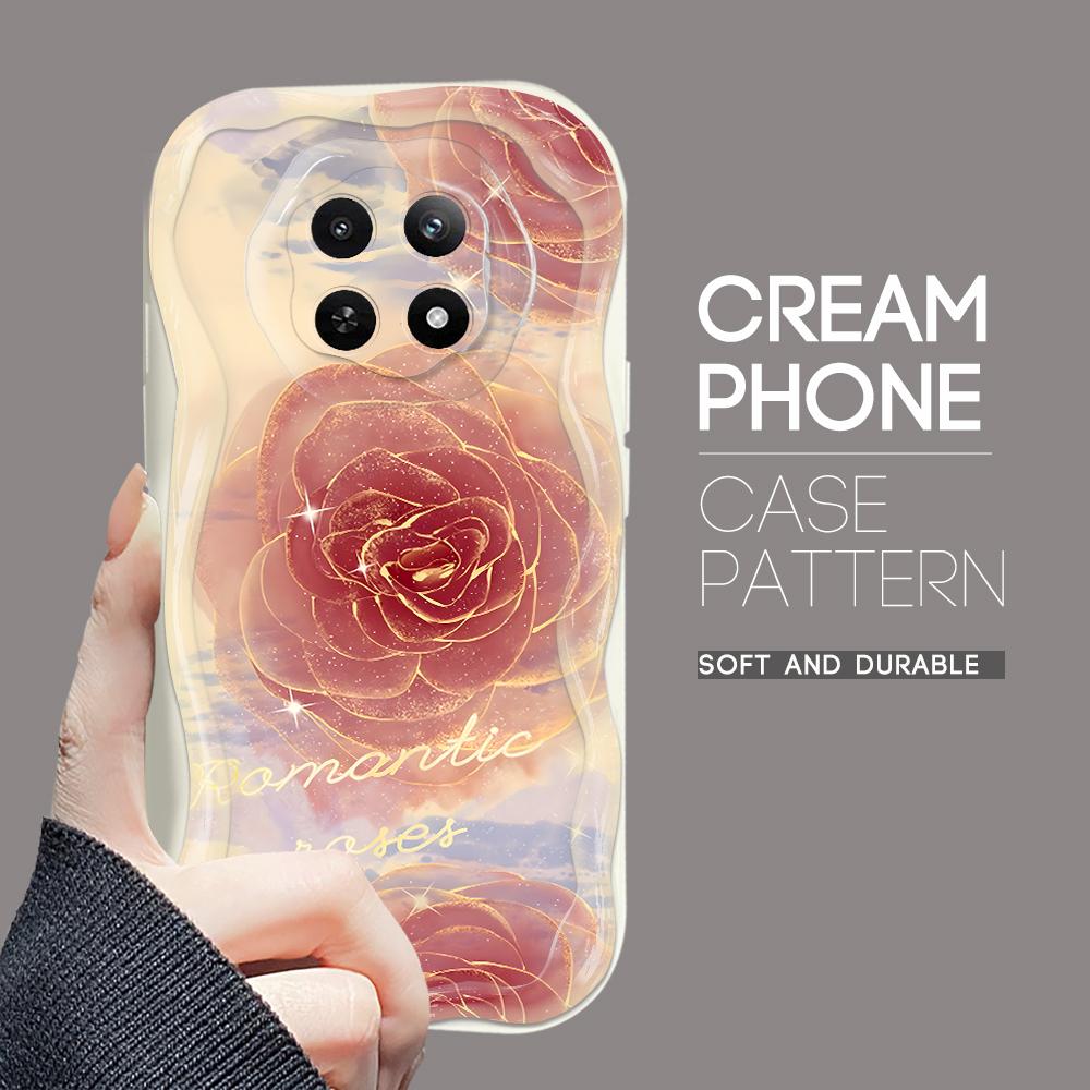 Kreslený vzor krémová textura pouzdro vlnitý okraj měkký silikonový kryt pouzdro na telefon pro OPPO Reno Realme OnePlus Vivo
