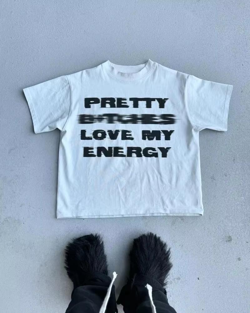Y2k Top Vintage Street Alphabet Print Short Sleeve Women T-shirt Summer Harajuku Couple Casual Loose Oversized T-shirt