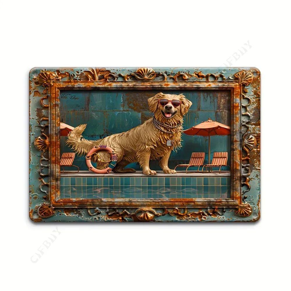 Vintage Animal Drawing Metal Tin Sign 2D Wall Art