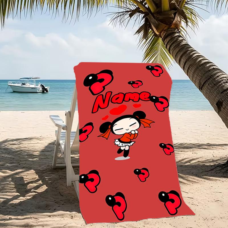 Customizable personalized beach towels Pucca themed designs.Suitable for the beach, yoga, sports;ideal as beach accessories