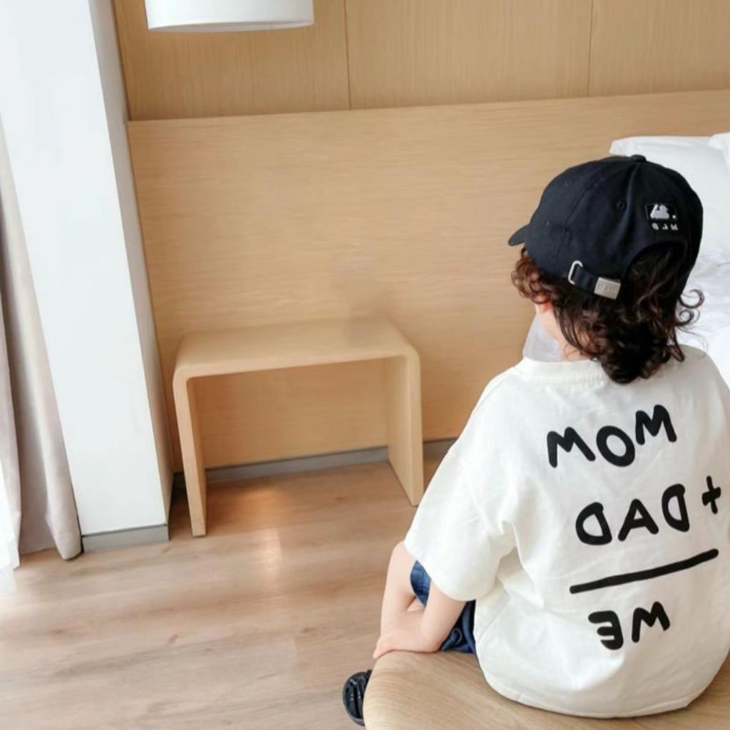 Girls and boys "I LOVE MOM&DAD" letter print T-shirt Girls and boys simple versatile short-sleeved top suitable for summer