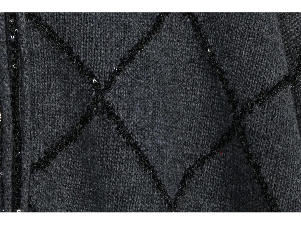 French Spring Diamond Sequin V-Neck Cardigan: Versatile, Loose-Fit, Fashionable Knit Jacket