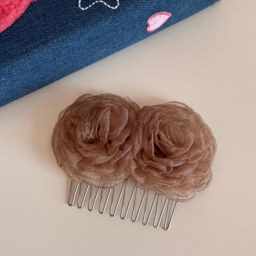 Mist Veil Rose Shadow Hair Comb: Elegant, Stylish Updo Accessory