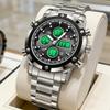 FOXBOX New Digital Mens Watch Fashion Dual Display Quartz Wristwatches Sport Waterproof Steel Luxury Watches Men Gift Reloj