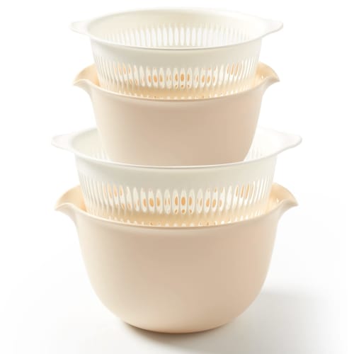 

2-in-1 Kitchen Colander Set with Bowl Strainer (Set of 2, 3 Quarts) BPA-Free Plastic Fruit and Vegetable Washing Basket, Dishwasher Safe, Dual-Layer D