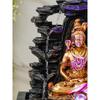 Golden Brown Polyresin Tabletop Lord Shiv 4 Step Indoor Water Fountain for Home Decor with LED,