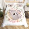 Kids Cute Koala Duvet Cover Microfiber Girls Cartoon Animal Bedding Set Twin King Australia Wild Animals Floral Comforter Cover