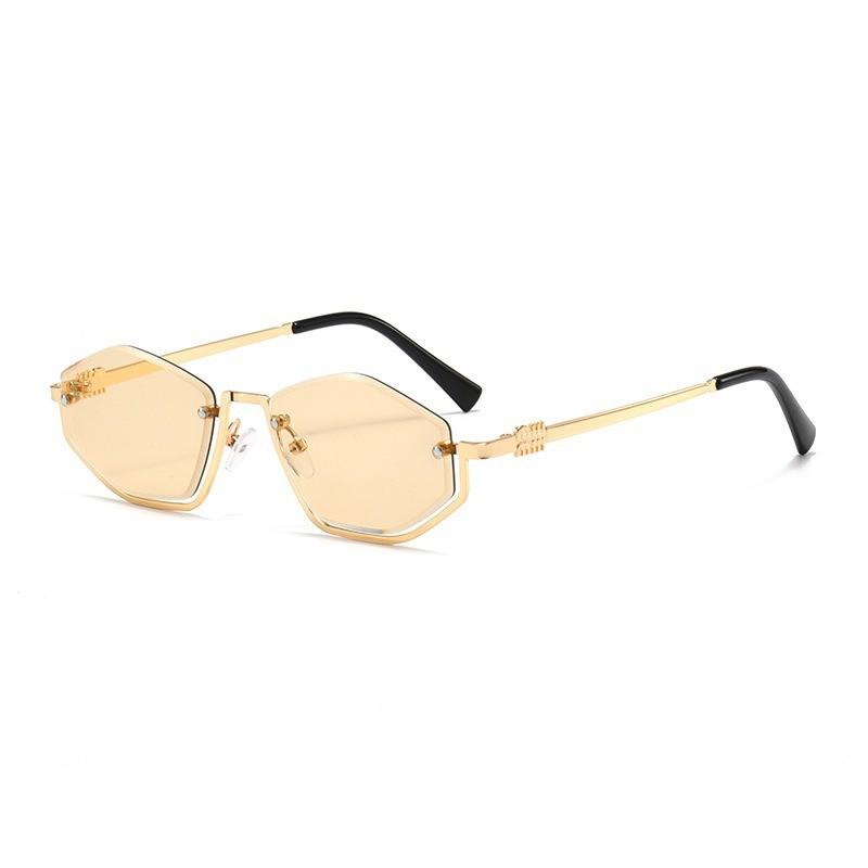 Vintage Geometric Metal Sunglasses With Uv400 Protection For Fashionable Travel And Outdoor Activities