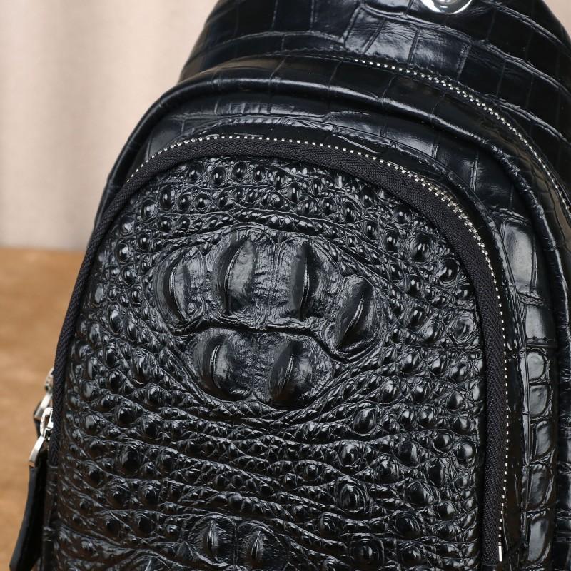 Crocodile Bone Pattern Leather Men's Chest Bag Crossbody Personalized Trendy Casual Single Shoulder