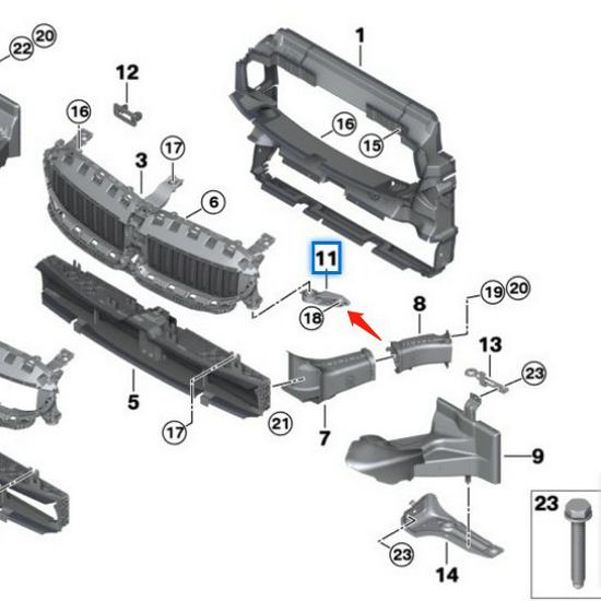 BMW 3 Series G20 Air Duct Bracket: Part #51647434061/62