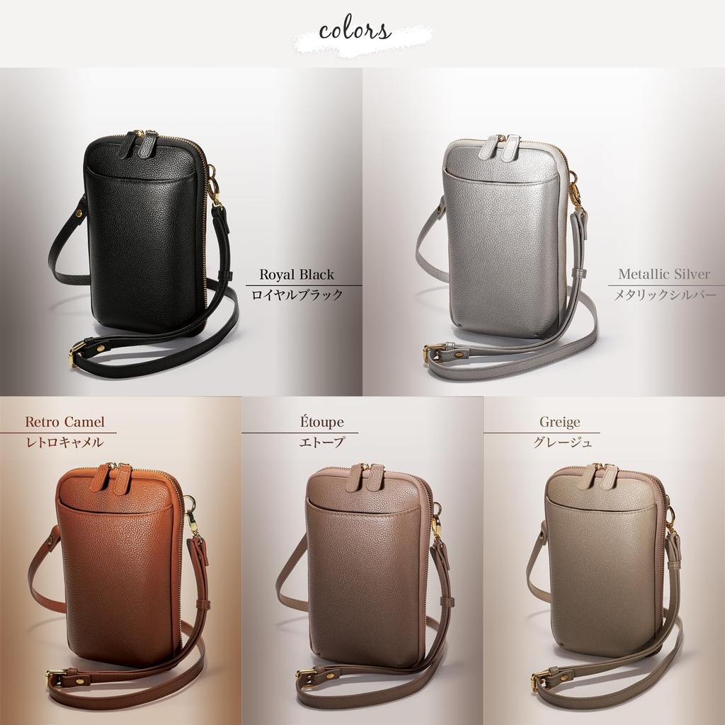 Smartphone Shoulder Pouch That Can Hold a Long Genuine Water Sacoche Shoulder YKK Zipper MP5 [BLUE SINCERE] Wallet, Leather, Repellent, Large,