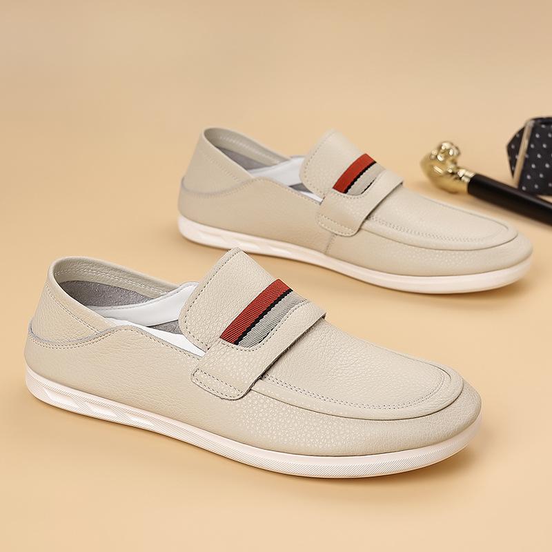 Men's Breathable Cowhide Casual Leather Shoes Lazy One Pedal Low-top Loafers Men's Tide 2025