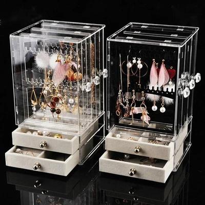 Multifu Transparent Jewelry Box Dustproof Display Stand Three-dimensional Large Capacity Necklace Earring Makeup Storage Boxs