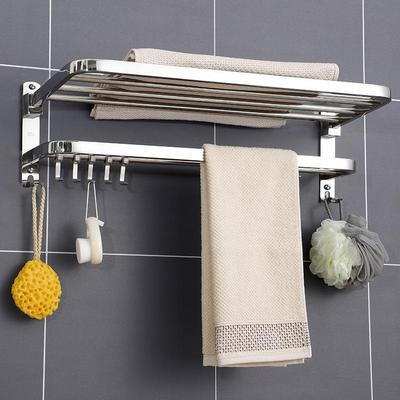 Stainless Steel 304 Punch-Free Towel Rack & Bathroom Storage Shelf Organizer