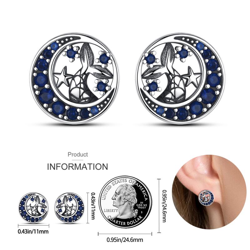 2023 925 Silber Leuchtende Muschel Ohrringe für Damen Pavé CZ Herzform Stern Mond Creolen Verlobung Hochzeitsschmuck