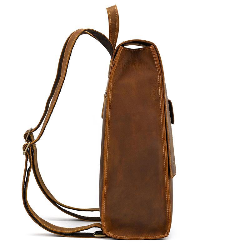 Genuine Leather Double Shoulder Backpack Bag Men Women Vintage Leather Backpackbag 15 16 Inch Laptop Bag Crazy Horse Leather