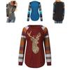 Festive Womens Christmas Tops With Sparkling Sequin Reindeer Long Sleeve Design