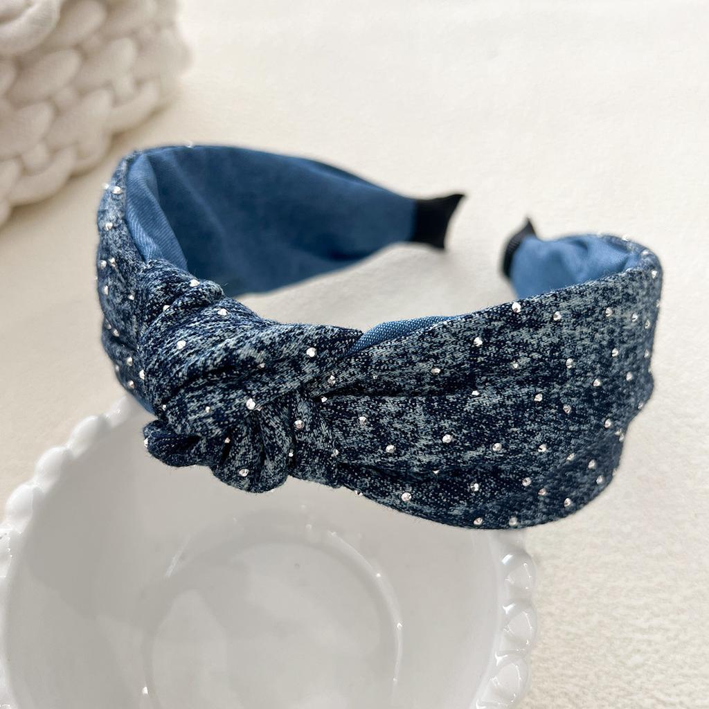Denim Knot Cross Glitter Hairband Headband Adult Hair Accessories Hair Jewley