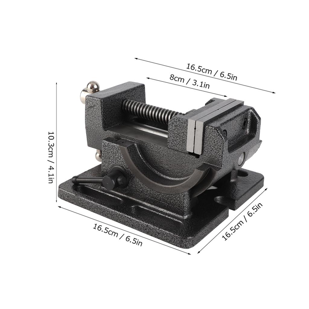 Heavy Duty Drill Press Vise Cast Iron Body Corrosion‑Resistant Hardware Accessory 3‑Inch Tiltable for Industrial Drilling Metal